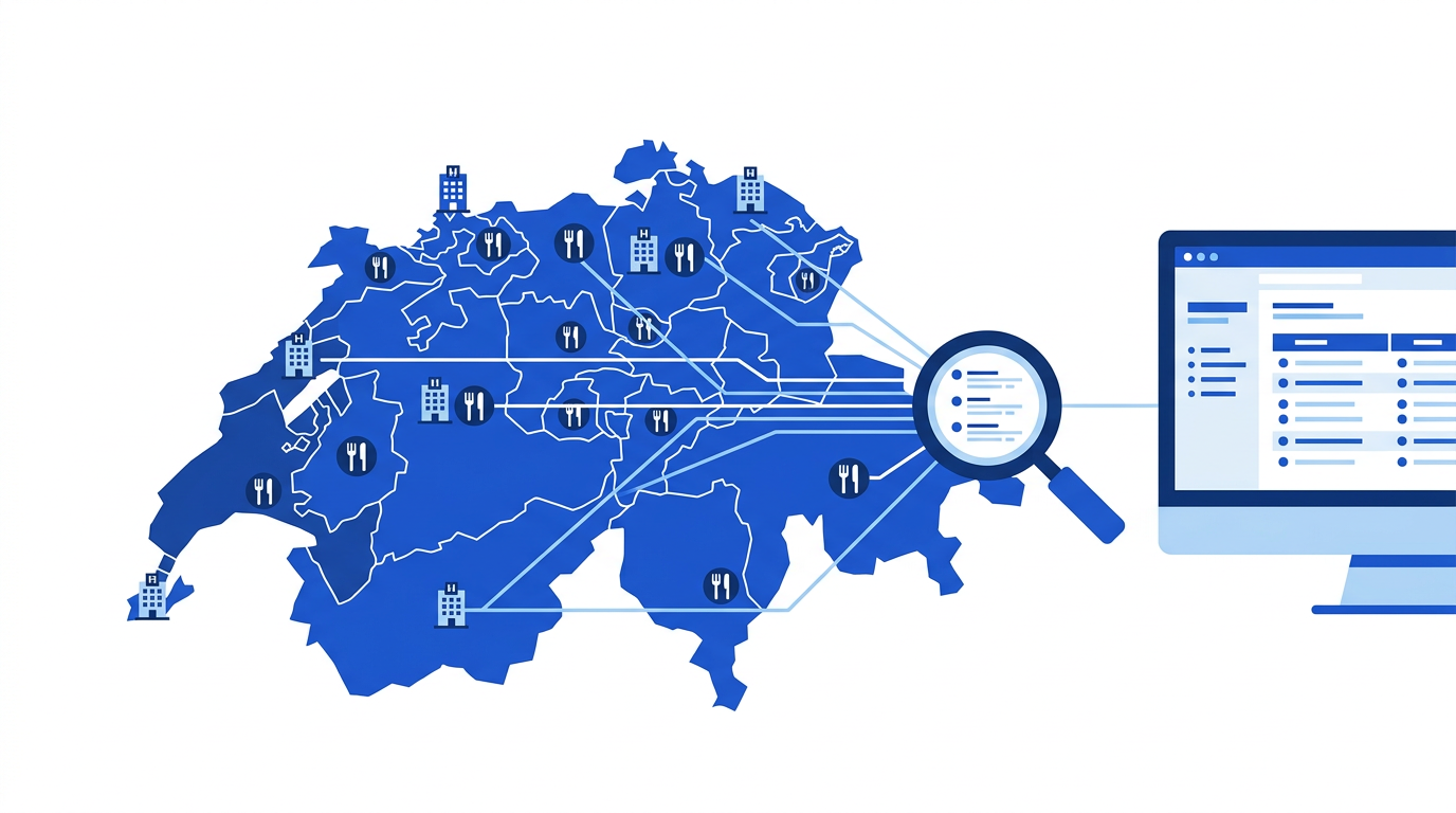 Restaurants und Hotels: Lokale B2B HORECA Kunden in der Schweiz Finden, Kanton für Kanton
